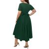 imageHolipick Womens Plus Size High Low Dress Wedding Guest Semi Formal Short Sleeves Long Cocktail Dresses with PocketsGreen