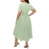 imageHolipick Womens Plus Size High Low Dress Wedding Guest Semi Formal Short Sleeves Long Cocktail Dresses with PocketsSage