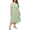 imageHolipick Womens Plus Size High Low Dress Wedding Guest Semi Formal Short Sleeves Long Cocktail Dresses with PocketsSage