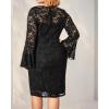 imageHolipick Womens Plus Size Lace Bell Sleeve Dress Wedding Guest Cocktail Party Elegant DressesBlack