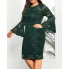 imageHolipick Womens Plus Size Lace Bell Sleeve Dress Wedding Guest Cocktail Party Elegant DressesMatcha Green