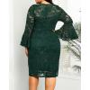 imageHolipick Womens Plus Size Lace Bell Sleeve Dress Wedding Guest Cocktail Party Elegant DressesMatcha Green