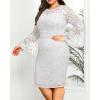 imageHolipick Womens Plus Size Lace Bell Sleeve Dress Wedding Guest Cocktail Party Elegant DressesWhite