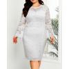 imageHolipick Womens Plus Size Lace Bell Sleeve Dress Wedding Guest Cocktail Party Elegant DressesWhite
