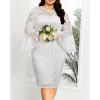 imageHolipick Womens Plus Size Lace Bell Sleeve Dress Wedding Guest Cocktail Party Elegant DressesWhite