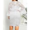 imageHolipick Womens Plus Size Lace Bell Sleeve Dress Wedding Guest Cocktail Party Elegant DressesWhite