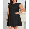 imageHolipick Womens Plus Size Summer Dresses Casual Short Dress Babydoll Ruffle Sleeve Swing Flowy Sleeveless Tunic DressBlack