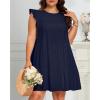 imageHolipick Womens Plus Size Summer Dresses Casual Short Dress Babydoll Ruffle Sleeve Swing Flowy Sleeveless Tunic DressNavy Blue
