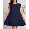 imageHolipick Womens Plus Size Summer Dresses Casual Short Dress Babydoll Ruffle Sleeve Swing Flowy Sleeveless Tunic DressNavy Blue