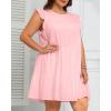 imageHolipick Womens Plus Size Summer Dresses Casual Short Dress Babydoll Ruffle Sleeve Swing Flowy Sleeveless Tunic DressPink