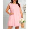 imageHolipick Womens Plus Size Summer Dresses Casual Short Dress Babydoll Ruffle Sleeve Swing Flowy Sleeveless Tunic DressPink