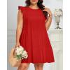imageHolipick Womens Plus Size Summer Dresses Casual Short Dress Babydoll Ruffle Sleeve Swing Flowy Sleeveless Tunic DressRed