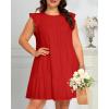 imageHolipick Womens Plus Size Summer Dresses Casual Short Dress Babydoll Ruffle Sleeve Swing Flowy Sleeveless Tunic DressRed