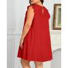 imageHolipick Womens Plus Size Summer Dresses Casual Short Dress Babydoll Ruffle Sleeve Swing Flowy Sleeveless Tunic DressRed