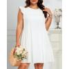 imageHolipick Womens Plus Size Summer Dresses Casual Short Dress Babydoll Ruffle Sleeve Swing Flowy Sleeveless Tunic DressWhite