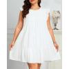 imageHolipick Womens Plus Size Summer Dresses Casual Short Dress Babydoll Ruffle Sleeve Swing Flowy Sleeveless Tunic DressWhite