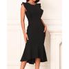 imageHolipick Womens Ruffle Sleeve Wedding Guest Dresses Cocktail Formal Bodycon Mermaid Evening Party Midi DressesBlack