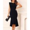 imageHolipick Womens Ruffle Sleeve Wedding Guest Dresses Cocktail Formal Bodycon Mermaid Evening Party Midi DressesBlack