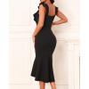 imageHolipick Womens Ruffle Sleeve Wedding Guest Dresses Cocktail Formal Bodycon Mermaid Evening Party Midi DressesBlack