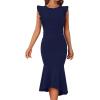 imageHolipick Womens Ruffle Sleeve Wedding Guest Dresses Cocktail Formal Bodycon Mermaid Evening Party Midi DressesNavy Blue