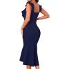 imageHolipick Womens Ruffle Sleeve Wedding Guest Dresses Cocktail Formal Bodycon Mermaid Evening Party Midi DressesNavy Blue