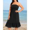 imagePlus Size Summer Dresses  Strapless Tube Top Sundress Casual Beach Swimsuit Cover Up Swimwear Boho Midi Dress 2025Black