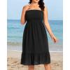 imagePlus Size Summer Dresses  Strapless Tube Top Sundress Casual Beach Swimsuit Cover Up Swimwear Boho Midi Dress 2025Black