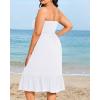 imagePlus Size Summer Dresses  Strapless Tube Top Sundress Casual Beach Swimsuit Cover Up Swimwear Boho Midi Dress 2025White