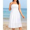 imagePlus Size Summer Dresses  Strapless Tube Top Sundress Casual Beach Swimsuit Cover Up Swimwear Boho Midi Dress 2025White
