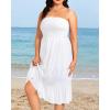 imagePlus Size Summer Dresses  Strapless Tube Top Sundress Casual Beach Swimsuit Cover Up Swimwear Boho Midi Dress 2025White
