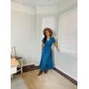 imageWomen Maxi Dresses Boho V Neck Swiss Dot Ruffle Summer Short Sleeve High Waist Tiered Flowy Smocked Cocktail DressesBlue