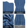 imageWomen Maxi Dresses Boho V Neck Swiss Dot Ruffle Summer Short Sleeve High Waist Tiered Flowy Smocked Cocktail DressesBlue