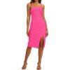 imageHolipick Womens Graduation Dress  Midi Formal Spaghetti Straps Wedding Guest Cocktail Party Slit Bodycon DressesPink