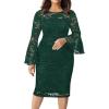 imageHolipick Womens Plus Size Lace Bell Sleeve Dress Wedding Guest Cocktail Party Elegant DressesMatcha Green