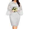 imageHolipick Womens Plus Size Lace Bell Sleeve Dress Wedding Guest Cocktail Party Elegant DressesWhite