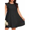 imageHolipick Womens Plus Size Summer Dresses Casual Short Dress Babydoll Ruffle Sleeve Swing Flowy Sleeveless Tunic DressBlack