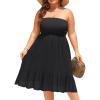 imagePlus Size Summer Dresses  Strapless Tube Top Sundress Casual Beach Swimsuit Cover Up Swimwear Boho Midi Dress 2025Black