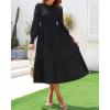 imageHolipick Womens Fall Casual Dress Long Sleeves Crew Neck Smocked High Waist Tiered ALine Midi Dress XL