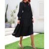 imageHolipick Womens Fall Casual Dress Long Sleeves Crew Neck Smocked High Waist Tiered ALine Midi Dress XL