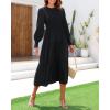 imageHolipick Womens Fall Casual Dress Long Sleeves Crew Neck Smocked High Waist Tiered ALine Midi Dress XL