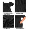 imageHolipick Womens Off The Shoulder Boho Dress Plus Size Floral Smocked Waist Split Summer Maxi Sundress with PocketsBlack