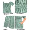 imageHolipick Womens Off The Shoulder Boho Dress Plus Size Floral Smocked Waist Split Summer Maxi Sundress with PocketsGreen Floral