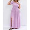 imageHolipick Womens Off The Shoulder Boho Dress Plus Size Floral Smocked Waist Split Summer Maxi Sundress with PocketsPurple Floral
