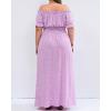 imageHolipick Womens Off The Shoulder Boho Dress Plus Size Floral Smocked Waist Split Summer Maxi Sundress with PocketsPurple Floral