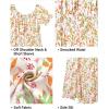 imageHolipick Womens Off The Shoulder Boho Dress Plus Size Floral Smocked Waist Split Summer Maxi Sundress with PocketsWhite Floral