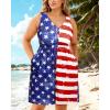 imageHolipick Womens Plus Size Summer Dresses for Women Casual Dress with Pockets ALine Swing Button Down Sleeveless V NeckAmerican Flag