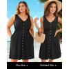imageHolipick Womens Plus Size Summer Dresses for Women Casual Dress with Pockets ALine Swing Button Down Sleeveless V NeckBlack