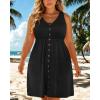 imageHolipick Womens Plus Size Summer Dresses for Women Casual Dress with Pockets ALine Swing Button Down Sleeveless V NeckBlack