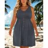 imageHolipick Womens Plus Size Summer Dresses for Women Casual Dress with Pockets ALine Swing Button Down Sleeveless V NeckGray