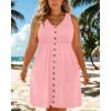 imageHolipick Womens Plus Size Summer Dresses for Women Casual Dress with Pockets ALine Swing Button Down Sleeveless V NeckPink
